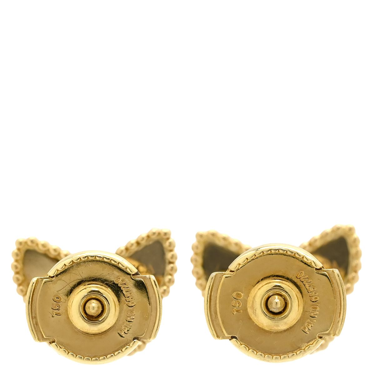 Van Cleef & Arpels Sweet Papillon Mother of Pearl White Yellow Gold Earrings — view 2