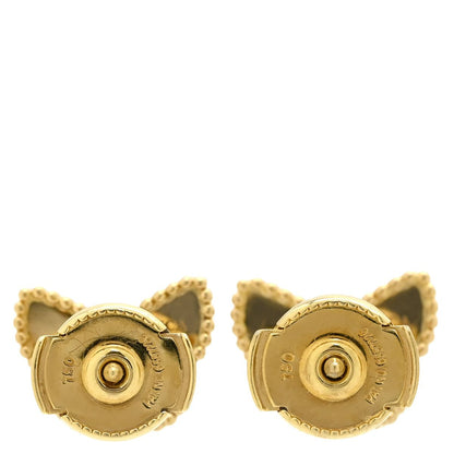 Van Cleef & Arpels Sweet Papillon Mother of Pearl White Yellow Gold Earrings — view 2