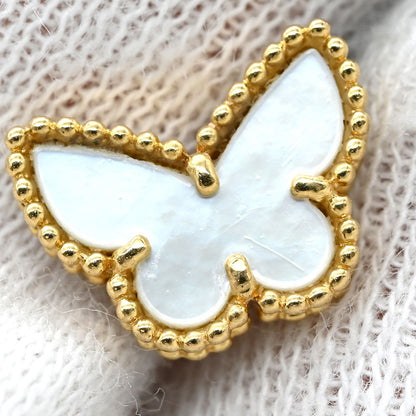 Van Cleef & Arpels Sweet Papillon Mother of Pearl White Yellow Gold Earrings — view 3