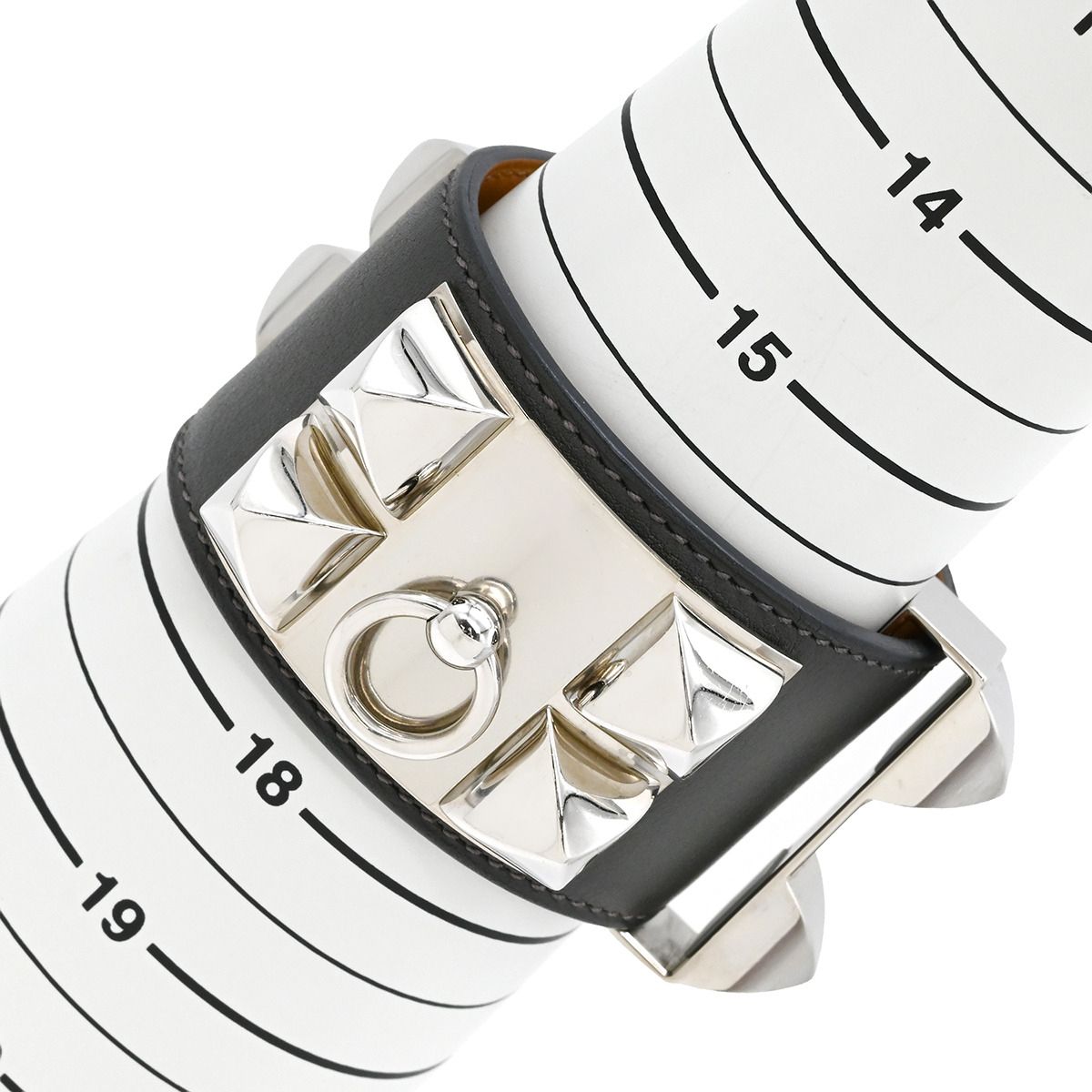 Hermes Bracelet Collier de Chien Swift Black Silver S Studded Cowhide — view 8