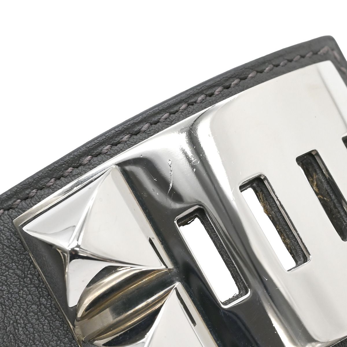 Hermes Bracelet Collier de Chien Swift Black Silver S Studded Cowhide — view 4