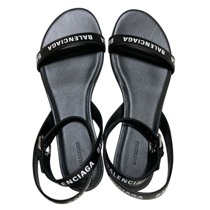 Balenciaga Logo Print Round Sandals Black Spring Summer — view 5