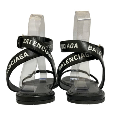 Balenciaga Logo Print Round Sandals Black Spring Summer — view 3