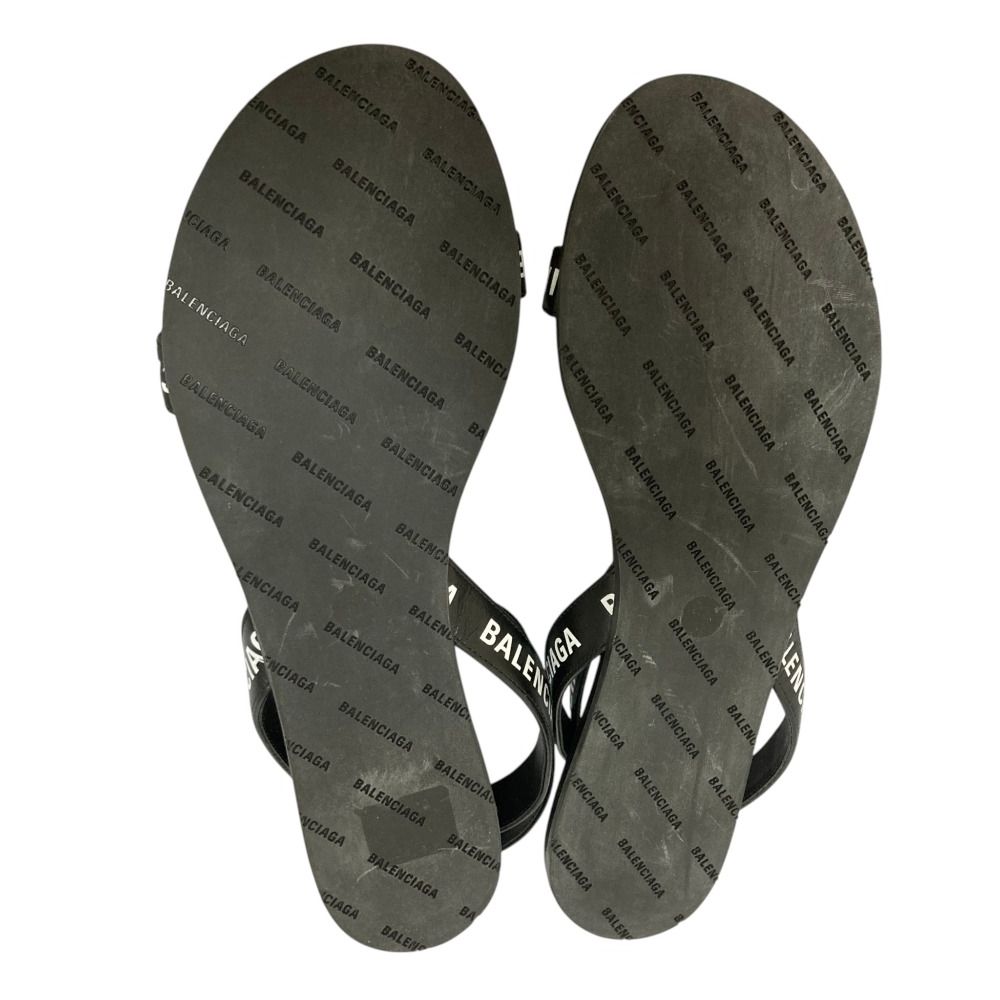 Balenciaga Logo Print Round Sandals Black Spring Summer — view 4