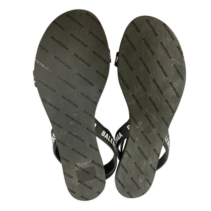 Balenciaga Logo Print Round Sandals Black Spring Summer — view 4