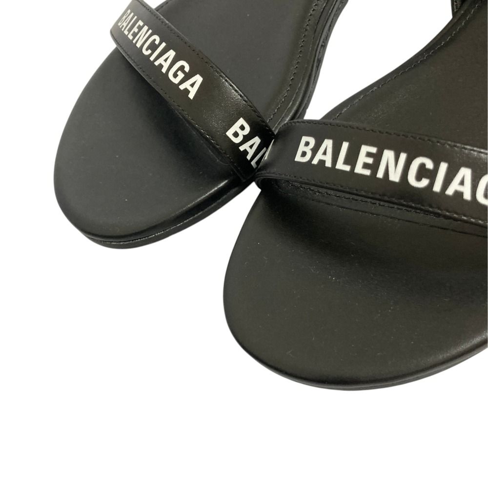 Balenciaga Logo Print Round Sandals Black Spring Summer — view 8