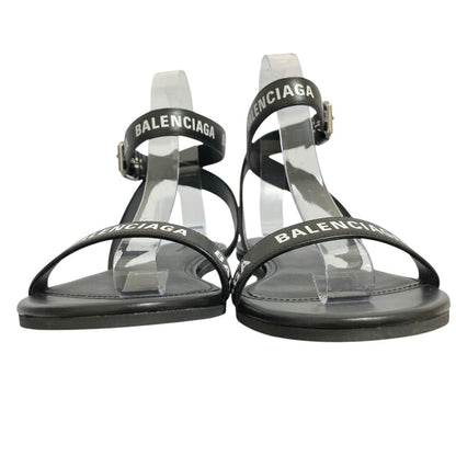 Balenciaga Logo Print Round Sandals Black Spring Summer — view 2