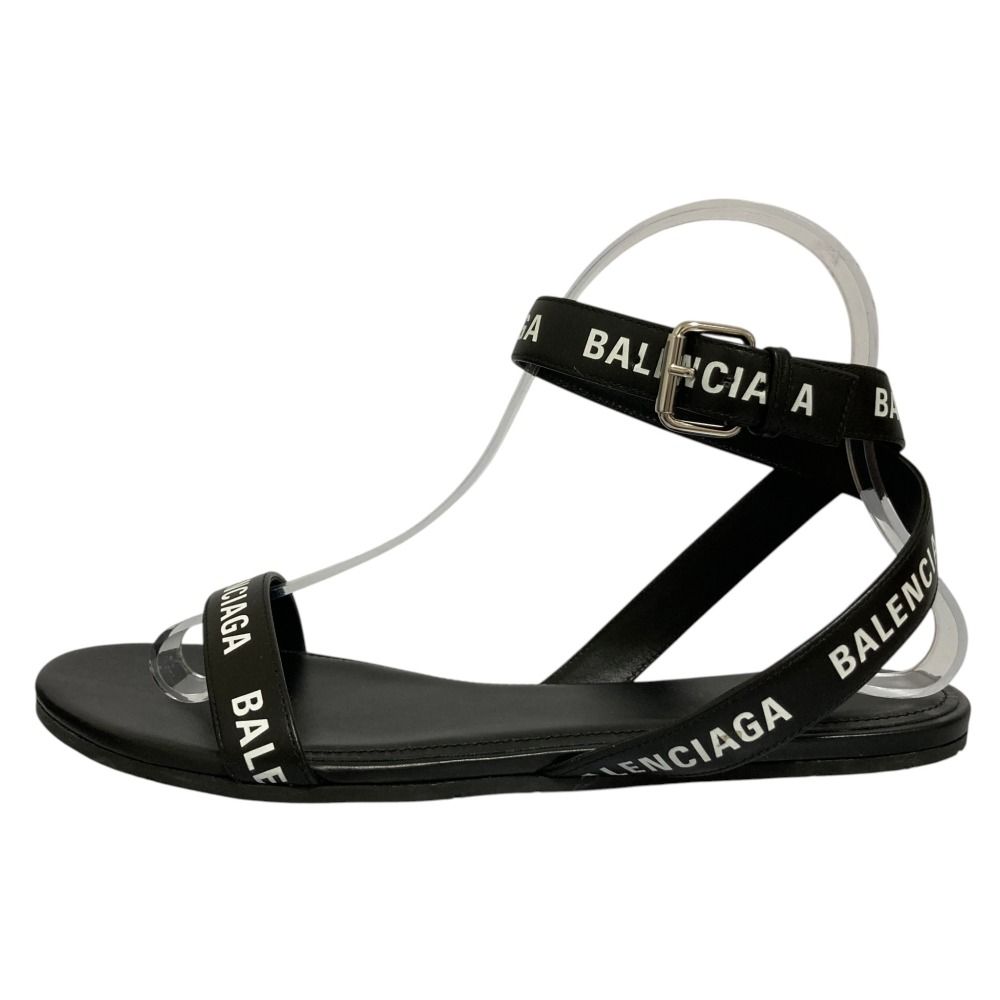 Balenciaga Logo Print Round Sandals Black Spring Summer