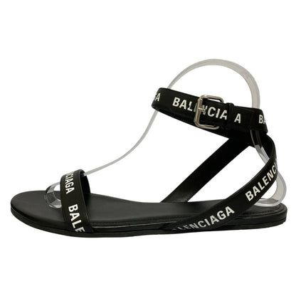 Balenciaga Logo Print Round Sandals Black Spring Summer