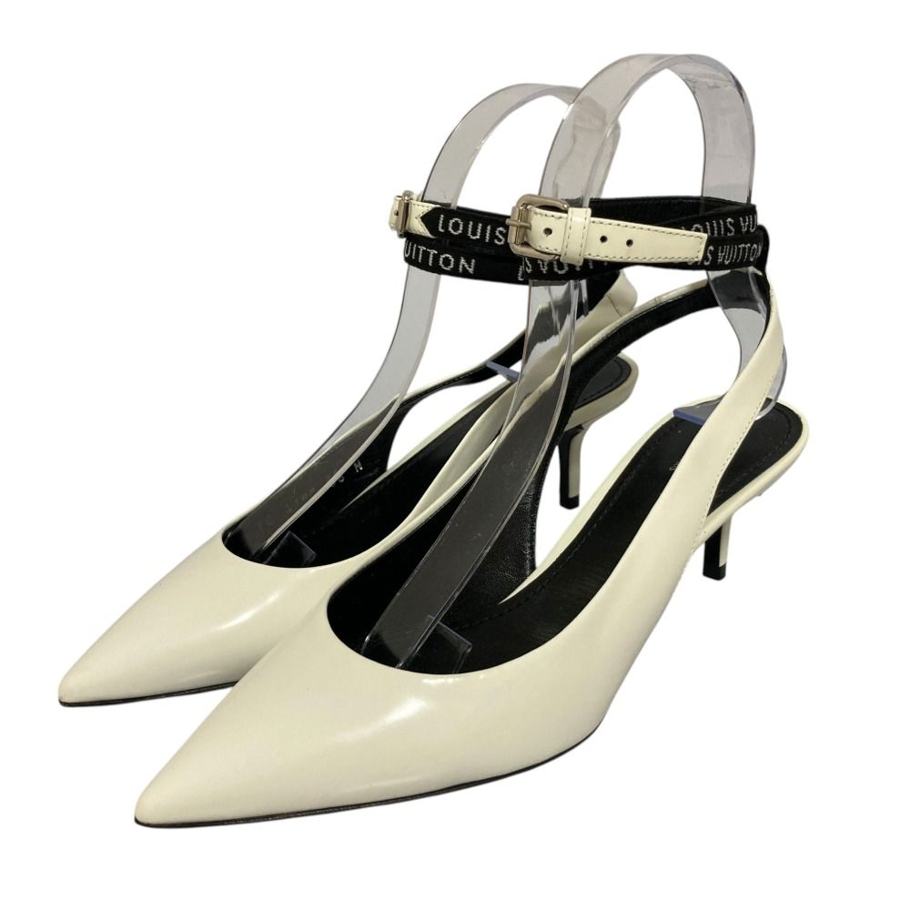 Louis Vuitton Leather Ankle Strap Pointed Toe Pumps White Spring Summer Fall
