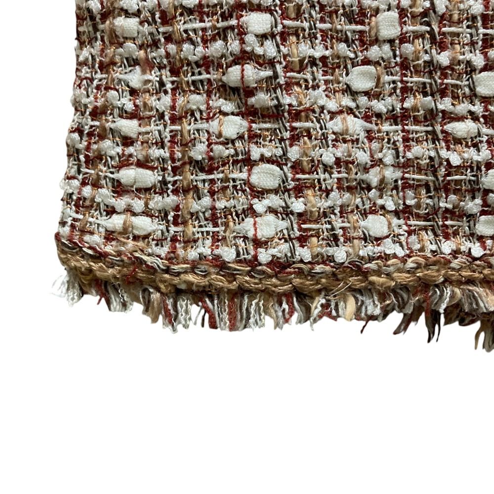 Chanel 06P Trapezoid Tweed Skirt Red Beige Spring Summer Fall Winter 36 — view 3