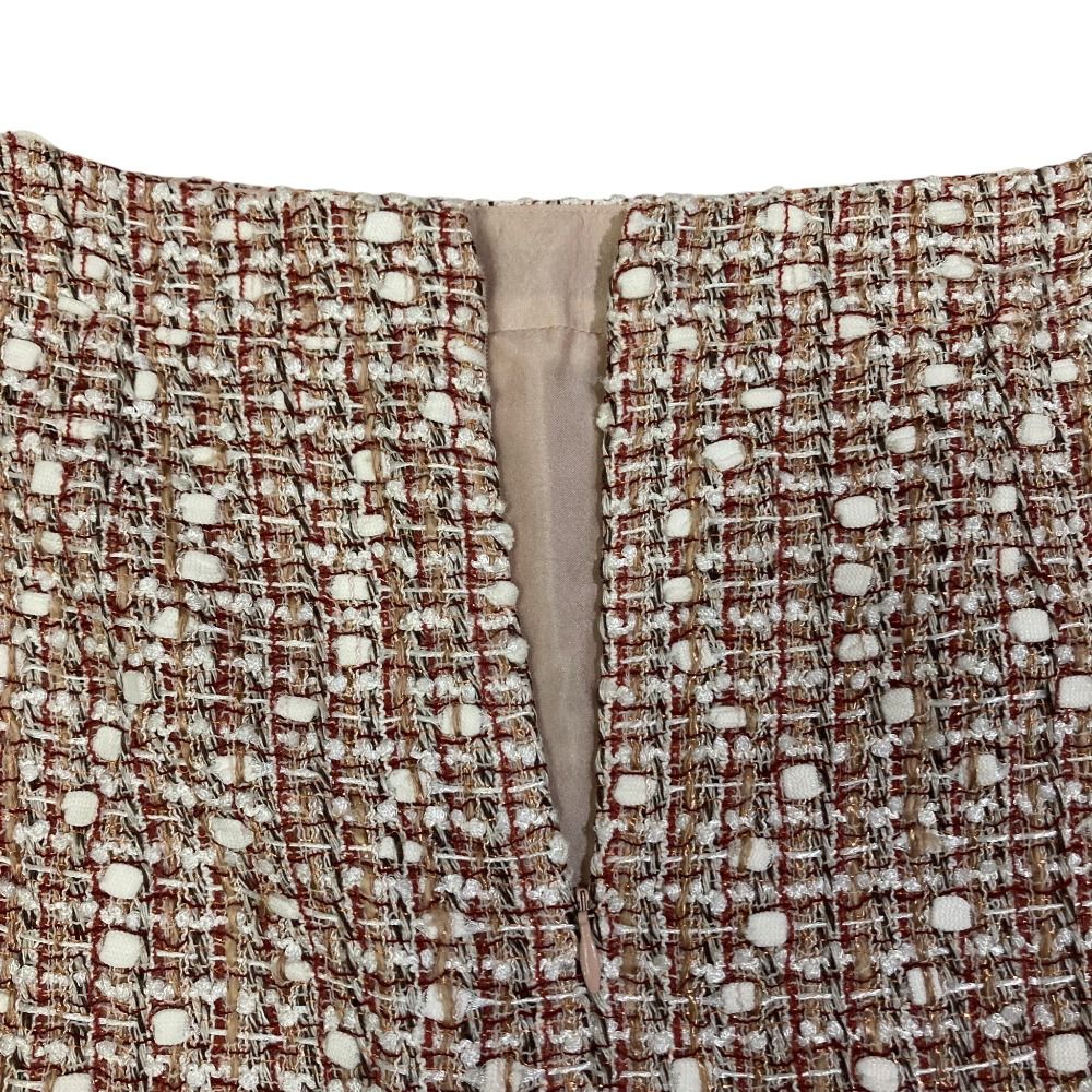 Chanel 06P Trapezoid Tweed Skirt Red Beige Spring Summer Fall Winter 36 — view 6