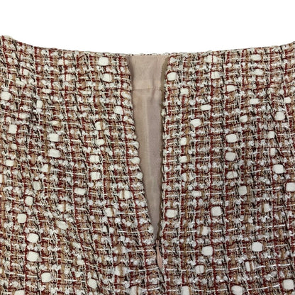Chanel 06P Trapezoid Tweed Skirt Red Beige Spring Summer Fall Winter 36 — view 6