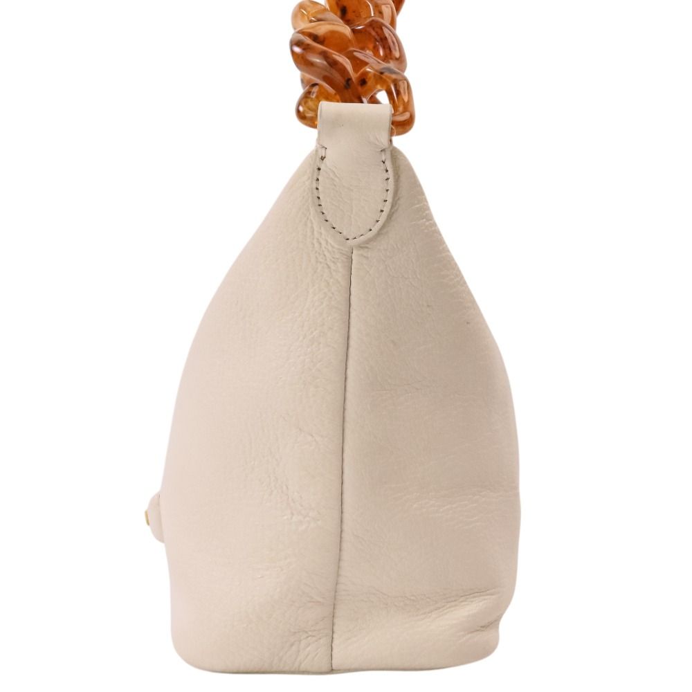 Miu Miu Spirit Madras Leather Amber Pattern Plastic Chain Handbag White — view 3