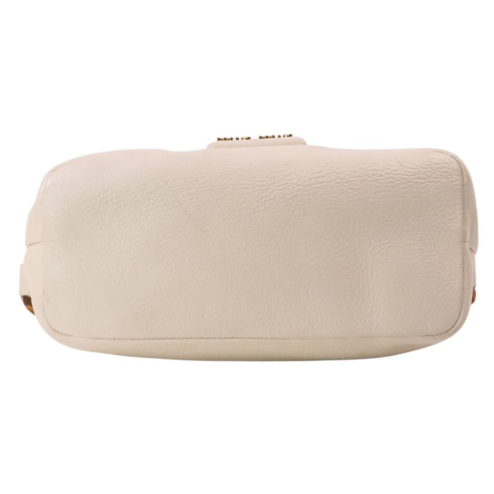 Miu Miu Spirit Madras Leather Amber Pattern Plastic Chain Handbag White — view 4