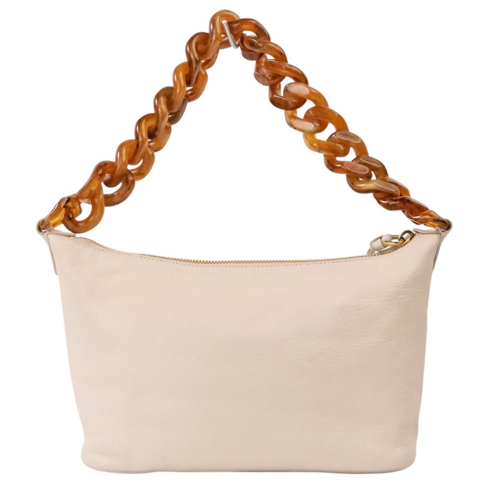 Miu Miu Spirit Madras Leather Amber Pattern Plastic Chain Handbag White — view 2