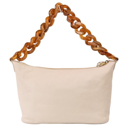 Miu Miu Spirit Madras Leather Amber Pattern Plastic Chain Handbag White — view 2