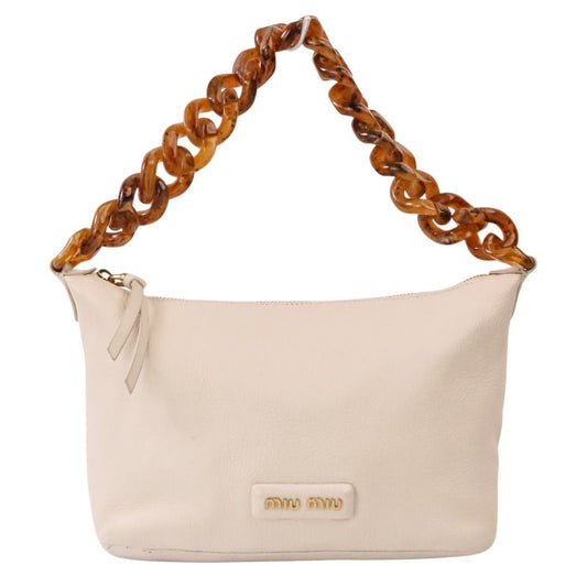 Miu Miu Spirit Madras Leather Amber Pattern Plastic Chain Handbag White