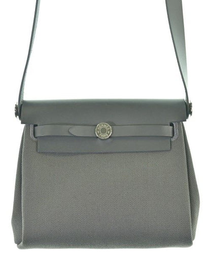 Hermes Herbag Zip 20 Mini Toile Hunter Ardoise Gray Silver Shoulder Bag