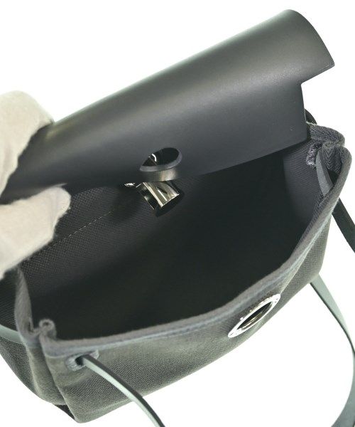 Hermes Herbag Zip 20 Mini Toile Hunter Ardoise Gray Silver Shoulder Bag — view 4