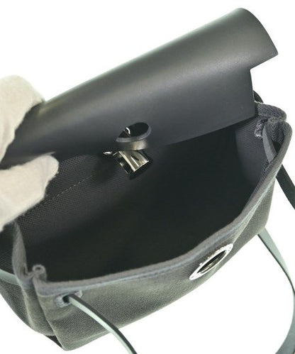 Hermes Herbag Zip 20 Mini Toile Hunter Ardoise Gray Silver Shoulder Bag — view 4