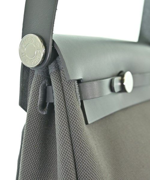 Hermes Herbag Zip 20 Mini Toile Hunter Ardoise Gray Silver Shoulder Bag — view 8