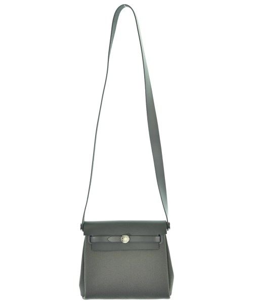 Hermes Herbag Zip 20 Mini Toile Hunter Ardoise Gray Silver Shoulder Bag — view 3