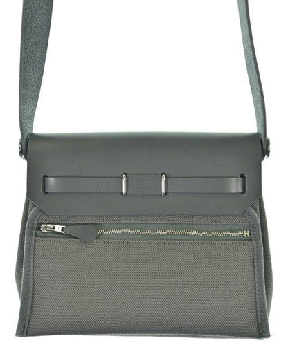 Hermes Herbag Zip 20 Mini Toile Hunter Ardoise Gray Silver Shoulder Bag — view 2