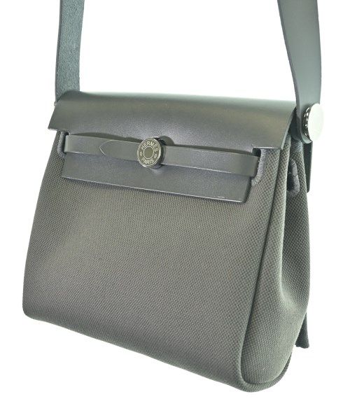Hermes Herbag Zip 20 Mini Toile Hunter Ardoise Gray Silver Shoulder Bag — view 7
