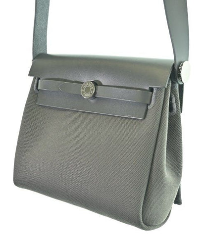 Hermes Herbag Zip 20 Mini Toile Hunter Ardoise Gray Silver Shoulder Bag — view 7