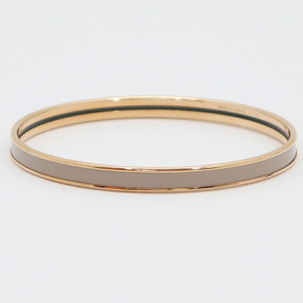 Hermes Enamel Bracelet Extra Fan Uni Brown Glace Pink Gold Bangle — view 2