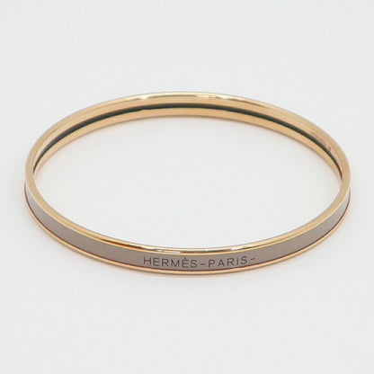 Hermes Enamel Bracelet Extra Fan Uni Brown Glace Pink Gold Bangle — view 3