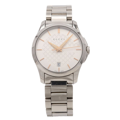Gucci G-Timeless Collection GG Date SS Silver Dial Quartz Watch 126.5
