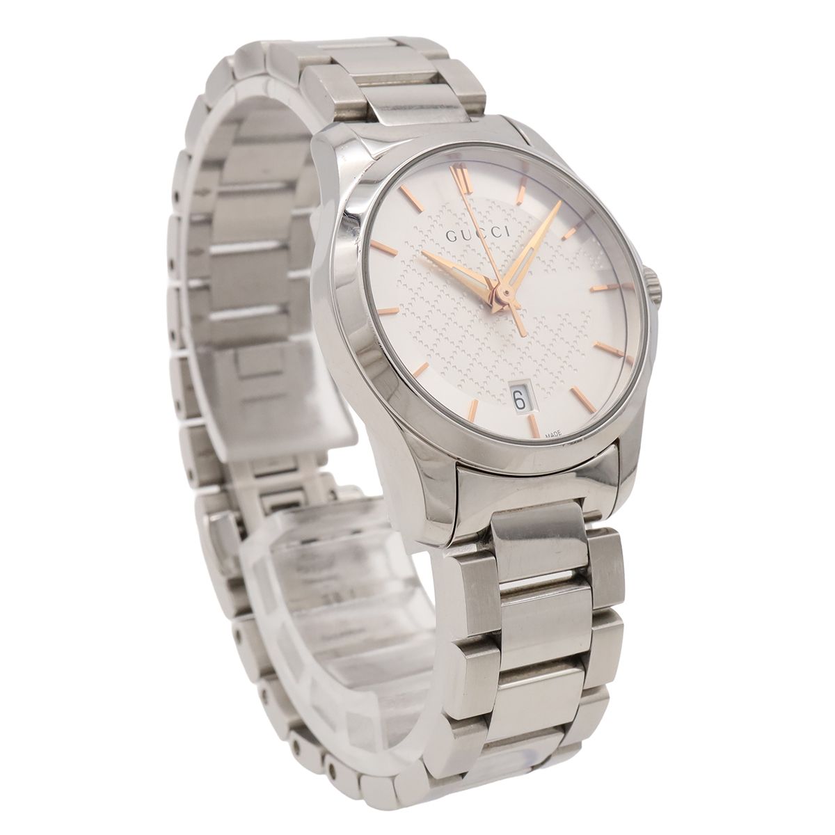Gucci G-Timeless Collection GG Date SS Silver Dial Quartz Watch 126.5 — view 3