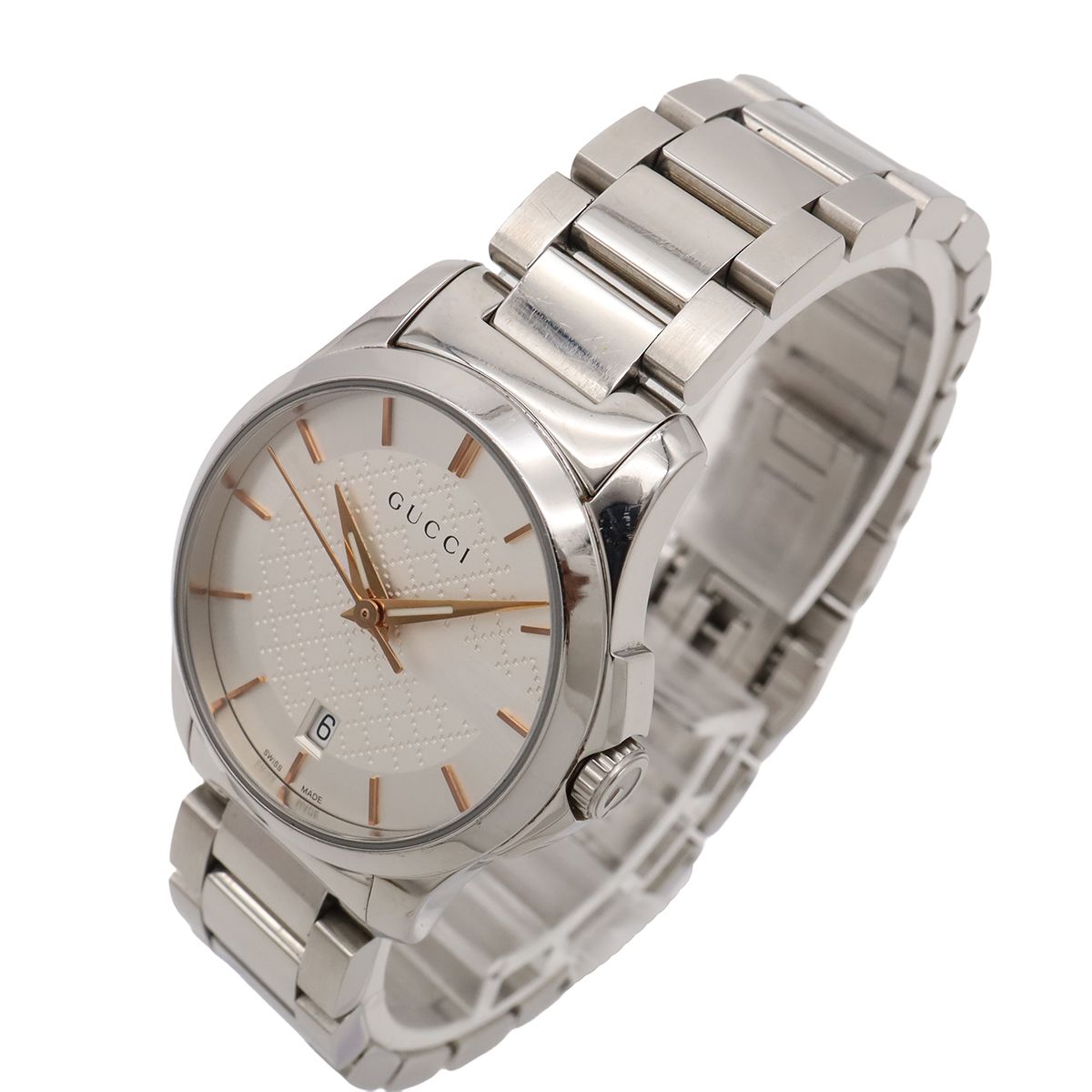 Gucci G-Timeless Collection GG Date SS Silver Dial Quartz Watch 126.5 — view 6