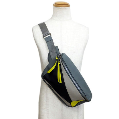 Loewe Puzzle Sling Belt Bag Calfskin Nylon Gray Black Yellow — view 7