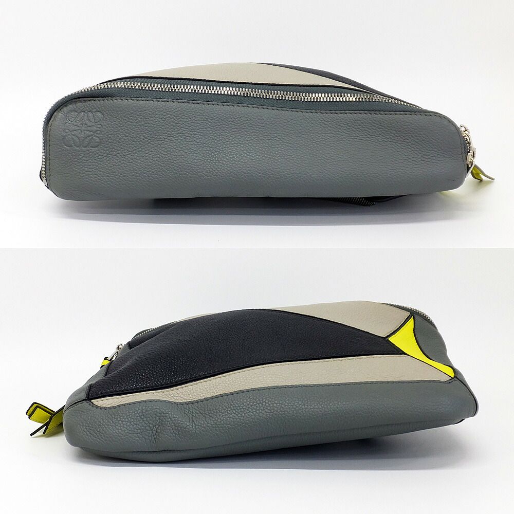 Loewe Puzzle Sling Belt Bag Calfskin Nylon Gray Black Yellow — view 4