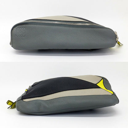Loewe Puzzle Sling Belt Bag Calfskin Nylon Gray Black Yellow — view 4