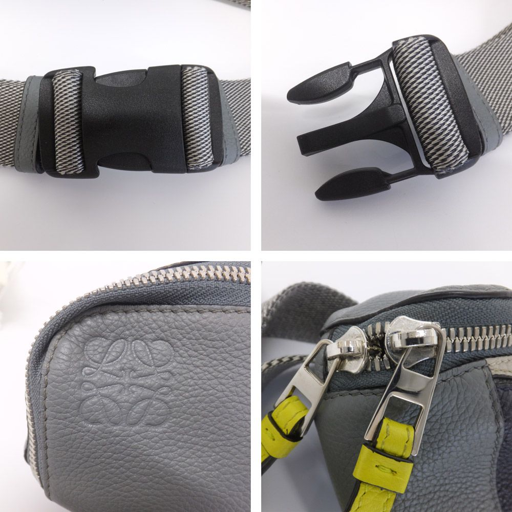Loewe Puzzle Sling Belt Bag Calfskin Nylon Gray Black Yellow — view 6