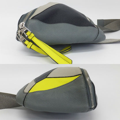 Loewe Puzzle Sling Belt Bag Calfskin Nylon Gray Black Yellow — view 3