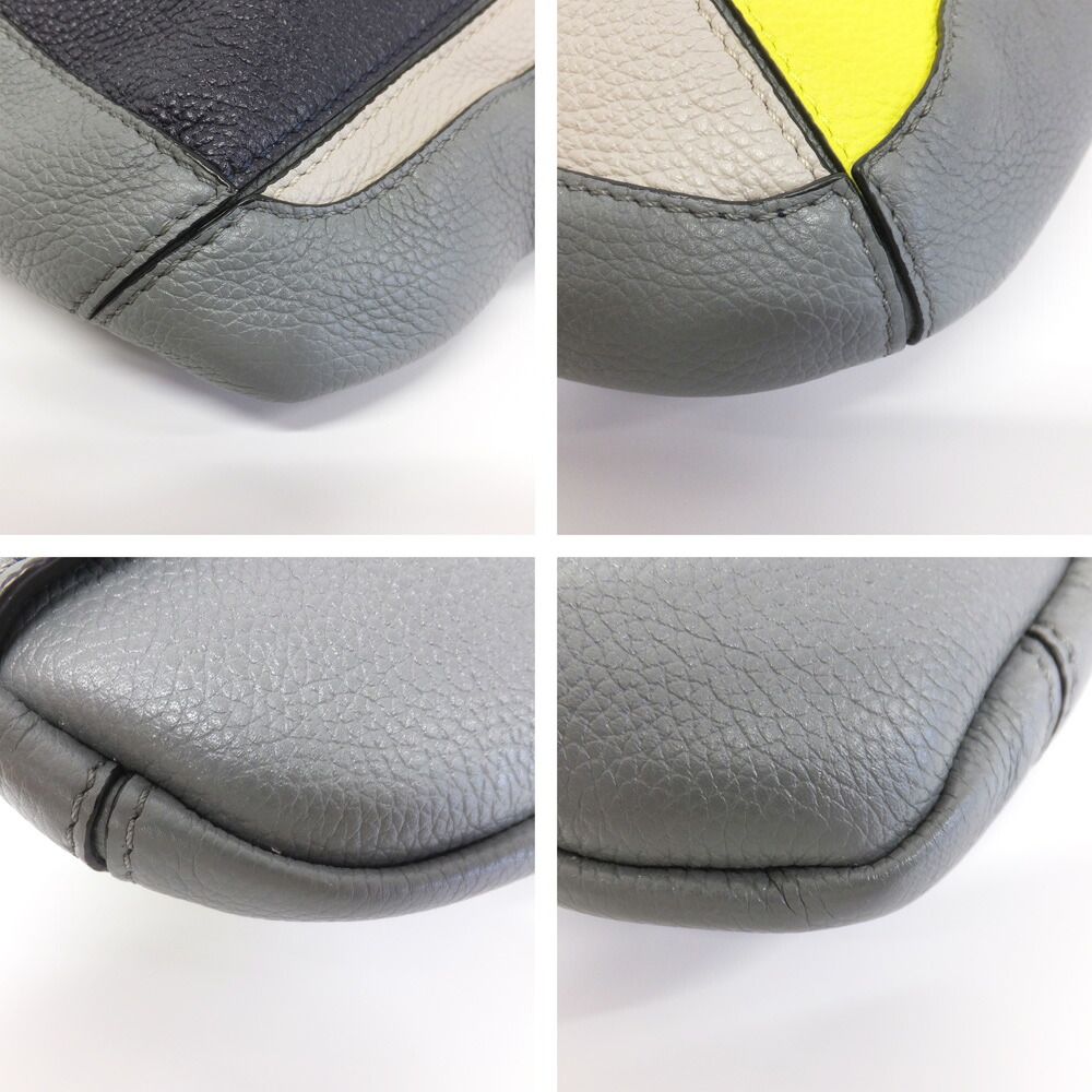 Loewe Puzzle Sling Belt Bag Calfskin Nylon Gray Black Yellow — view 5