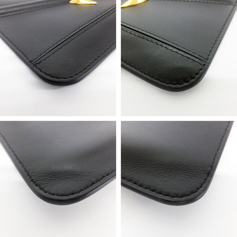 Fendi Clutch Bugs Eye Monster Leather Black Second — view 5