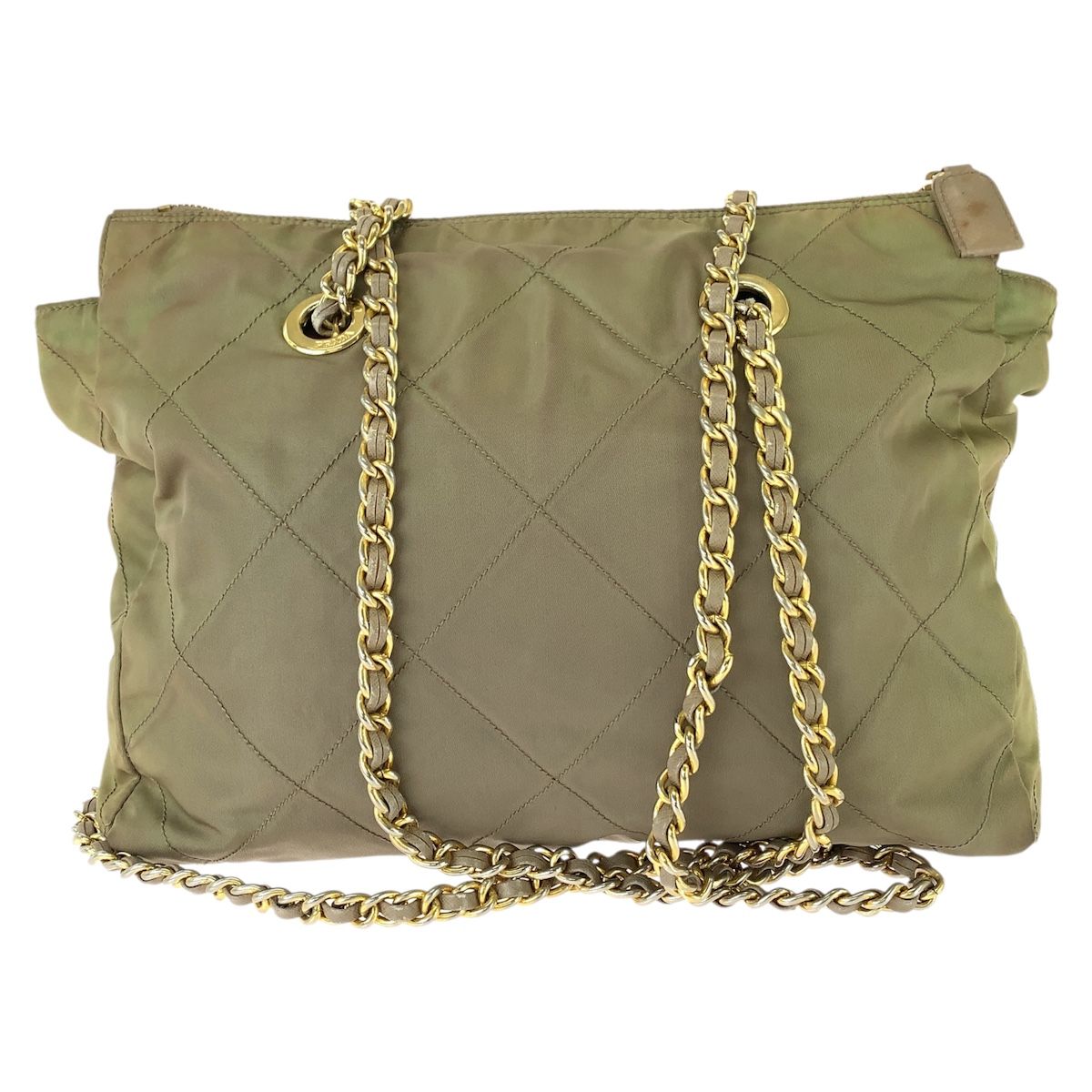 Prada Tessuto Chain Shoulder Bag Khaki Nylon — view 2
