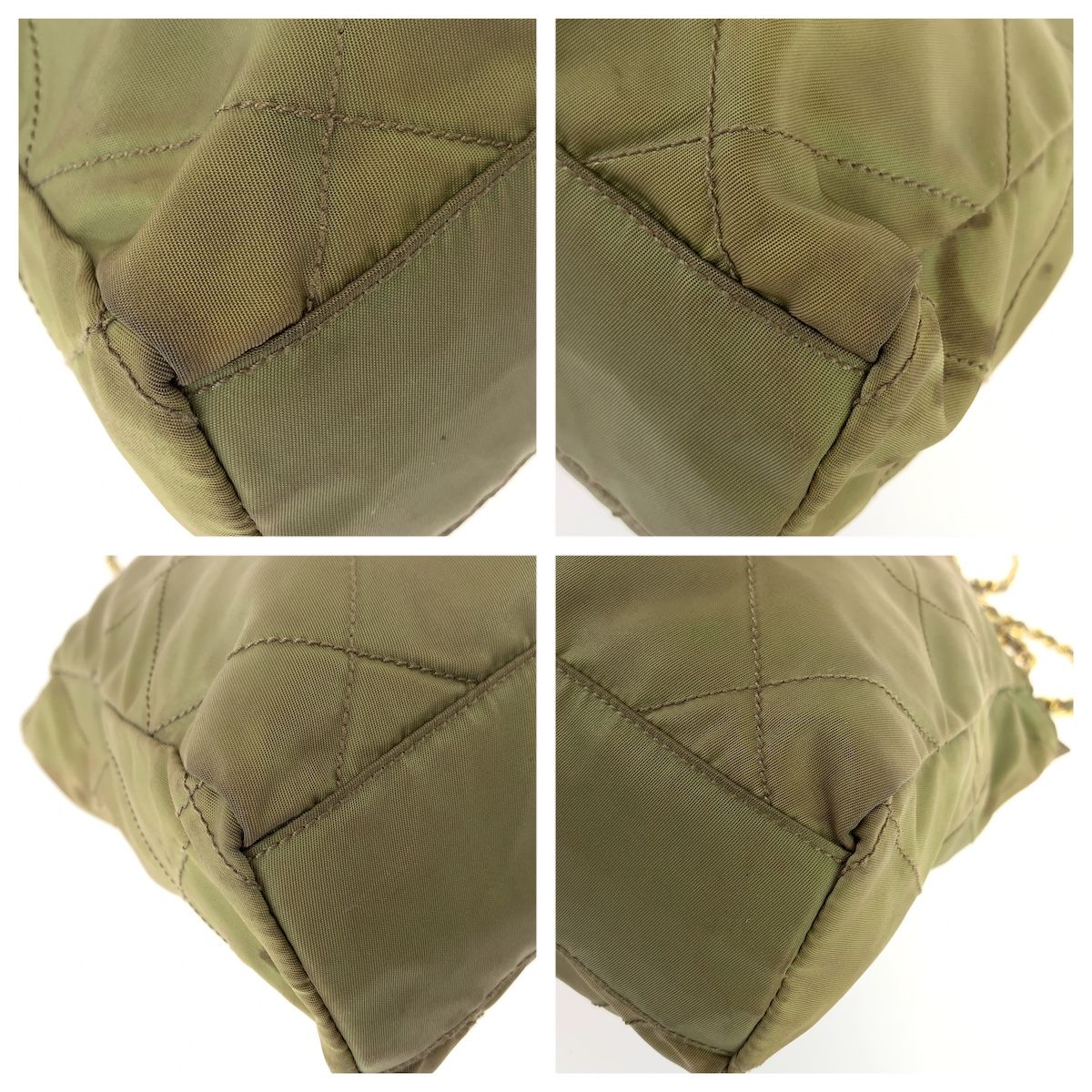 Prada Tessuto Chain Shoulder Bag Khaki Nylon — view 3