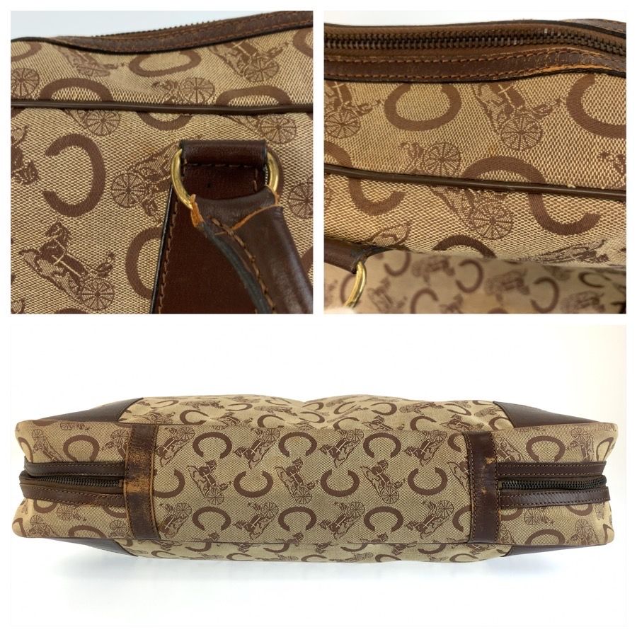 Celine C Macadam Boston Bag Brown Gold Canvas — view 7