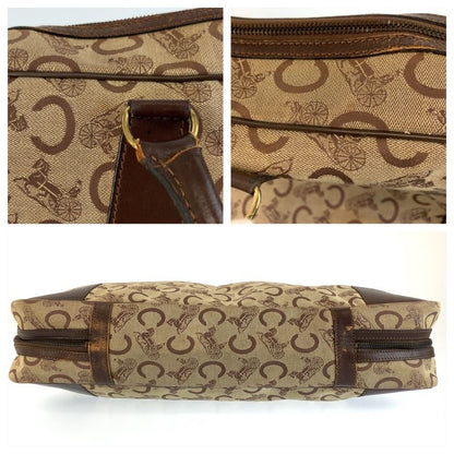 Celine C Macadam Boston Bag Brown Gold Canvas — view 7