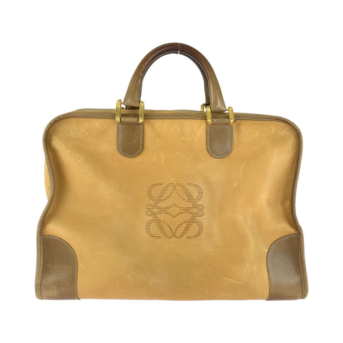 Loewe Anagram Amazona 40 Boston Bag Beige Leather