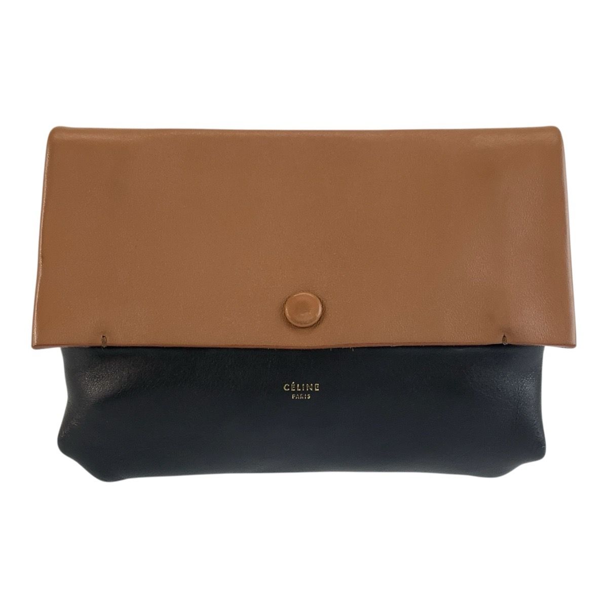 Celine All Soft Pouch Case Brown Black Leather