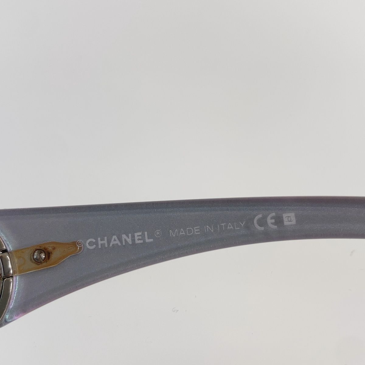 Chanel CC Logo Sunglasses Blue Silver Gray Acetate Metal Eyewear — view 6