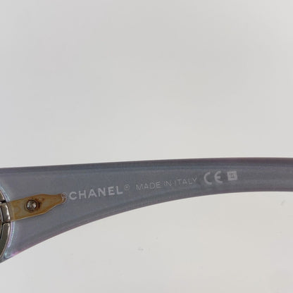 Chanel CC Logo Sunglasses Blue Silver Gray Acetate Metal Eyewear — view 6